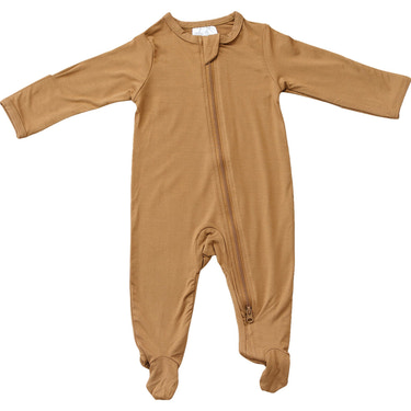Mustard Bamboo Footed Zipper - MOOGCO Baby