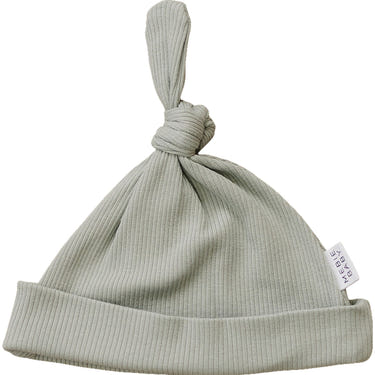 Sage Organic Ribbed Newborn Knot Hat - MOOGCO Baby