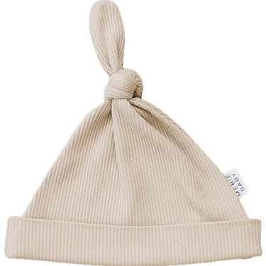 Oatmeal Organic Ribbed Newborn Knot Hat - MOOGCO Baby