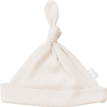 Vanilla Organic Ribbed Newborn Knot Hat - MOOGCO Baby