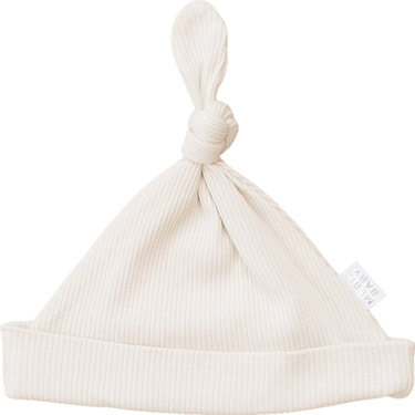 Vanilla Organic Ribbed Newborn Knot Hat - MOOGCO Baby