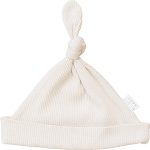 Vanilla Organic Ribbed Newborn Knot Hat