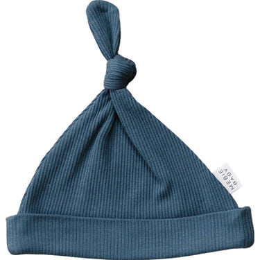Navy Organic Ribbed Newborn Knot Hat - MOOGCO Baby
