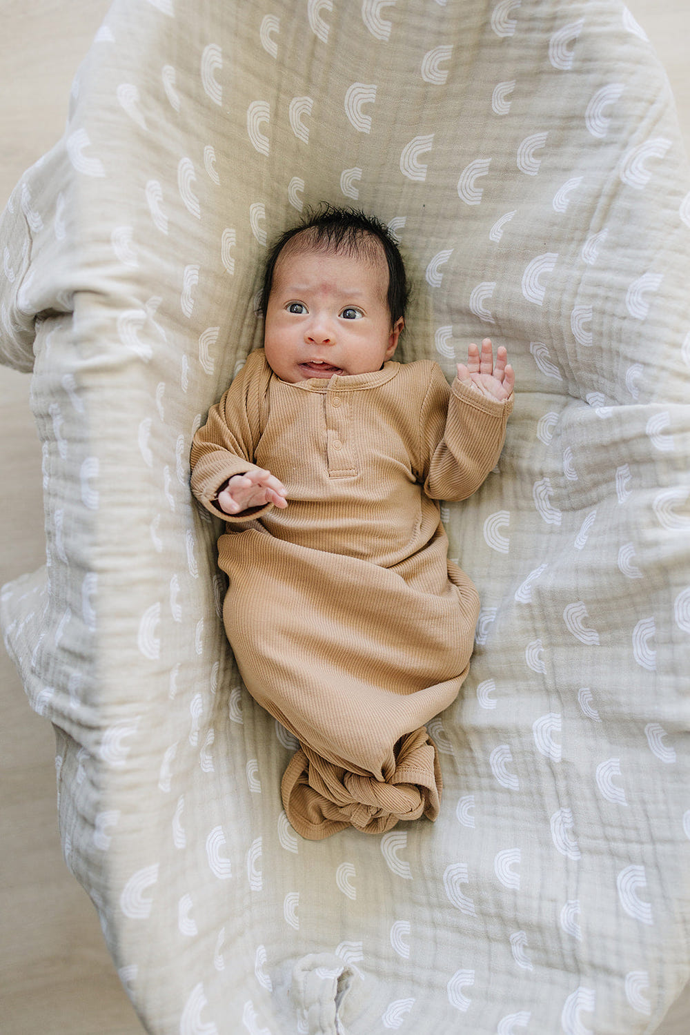 Cafe Organic Cotton Ribbed Knot Gown - MOOGCO Baby