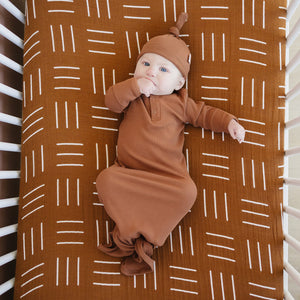 Mustard Mudcloth Muslin Crib Sheet