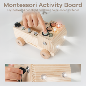 Busy Board Toy Truck Set for 3+ in Natural Wood