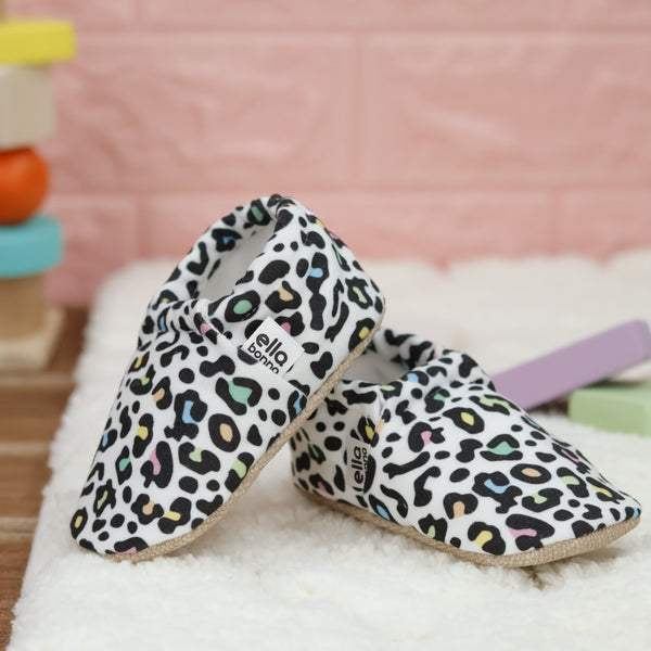 Ella Bonna Non-Slip Sole Colorful Leopard Patterned Baby Booties, Home Boot Slippers Nursery Shoes