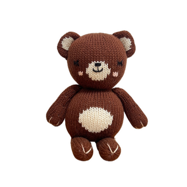 Soft baby bear knit doll, perfect for cuddles and playtime, ideal gift for newborns and toddlers.