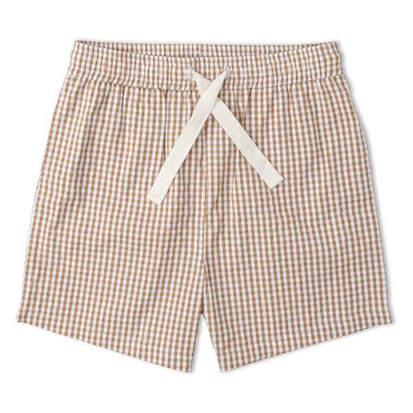 Organic Shirt & Shorts Set - Caramel Check