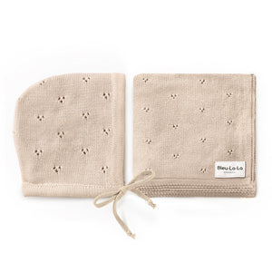 Organic Pointelle Swaddle Blanket + Hat Gift Set