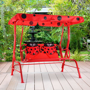 2 Person Kids Patio Swing Bench with Canopy for outdoor fun and relaxation in the garden or porch.