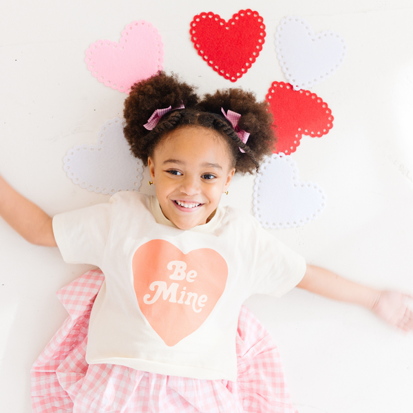 "Be Mine Heart baby décor accessory, perfect for nursery styling and adding a touch of love."