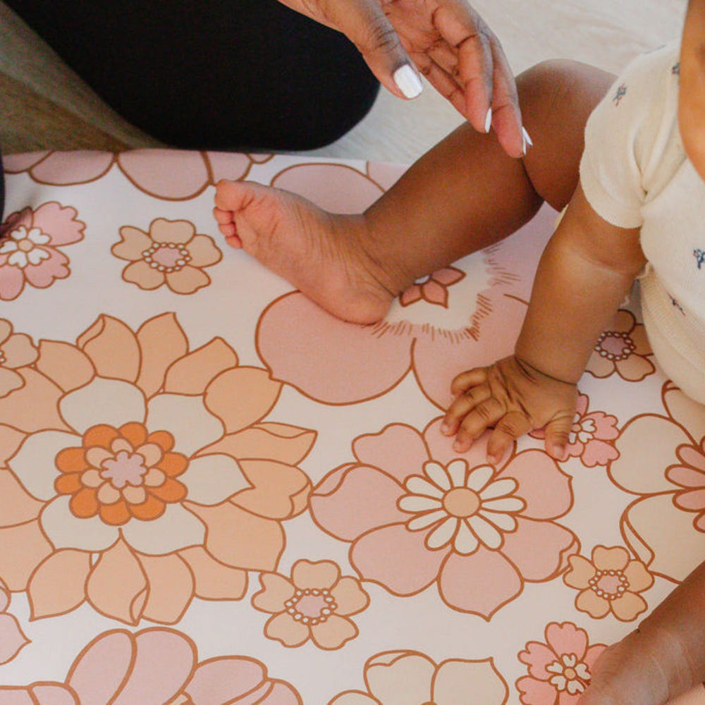 Blooms Vegan Leather Mat - Stylish and durable play mat for babies, perfect for safe and comfortable playtime.