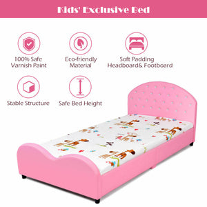 Twin size upholstered toddler bed with wood slat support, perfect for stylish and comfortable sleep.