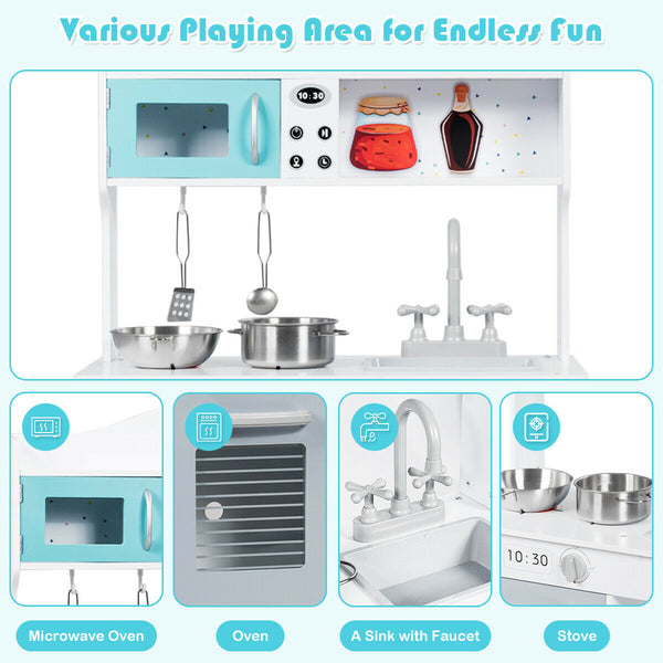 Kids Kitchen Cookware Pretend Cooking Food Play Set - Realistic