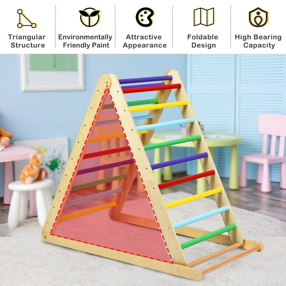 Foldable Wooden Climbing Triangle Indoor Home Climber Ladder for Toddlers & Kids