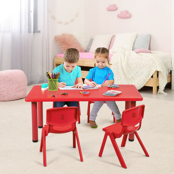 Kids plastic rectangular learn and play table, perfect for creative play and learning activities. Angle 3 view.