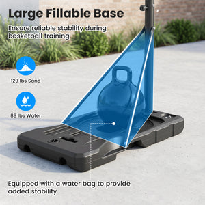 3.3-10 Feet Portable Basketball Hoop Adjustable with Base and Wheels