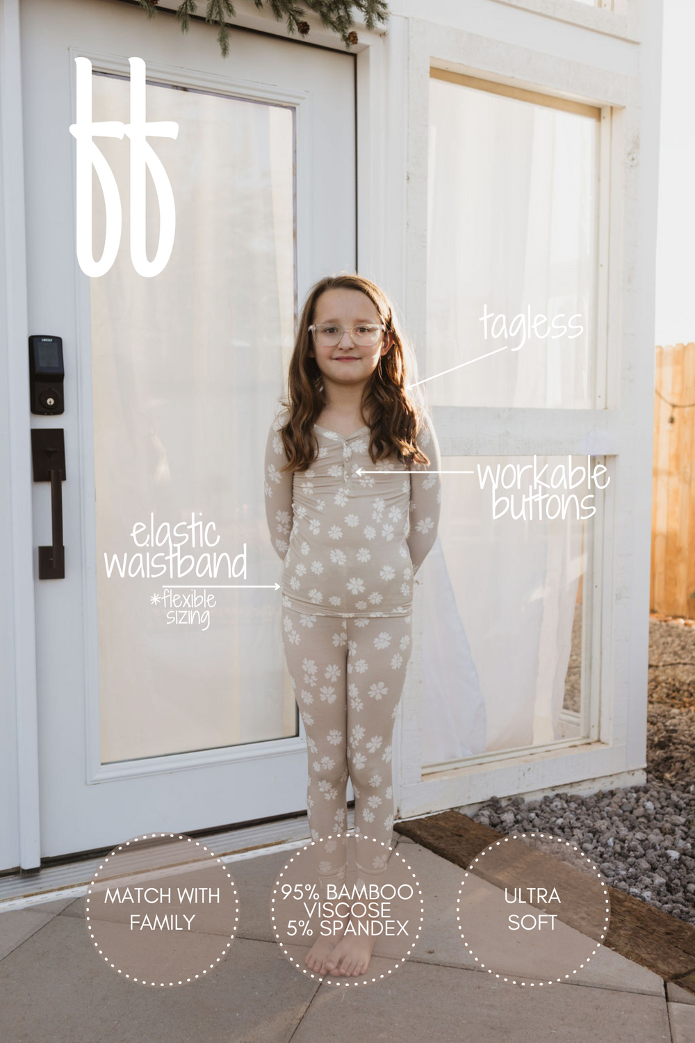 Bamboo two-piece pajamas for babies by Lazy Daisy, soft and breathable for comfortable sleep.