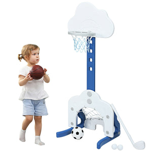 3-in-1 Kids Basketball Hoop Set with Balls - Adjustable Height