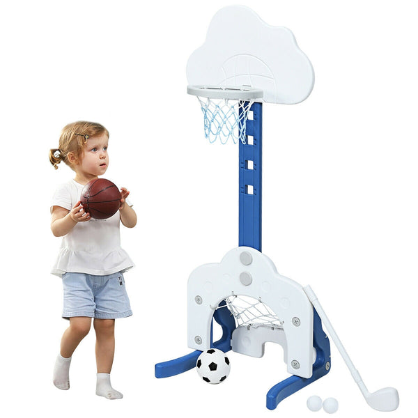 3-in-1 Kids Basketball Hoop Set with Balls - Adjustable Height