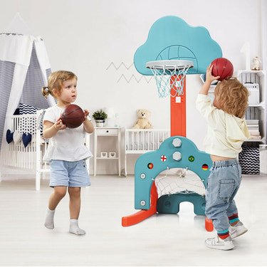 3-in-1 Kids Basketball Hoop Set with Balls - Adjustable Height
