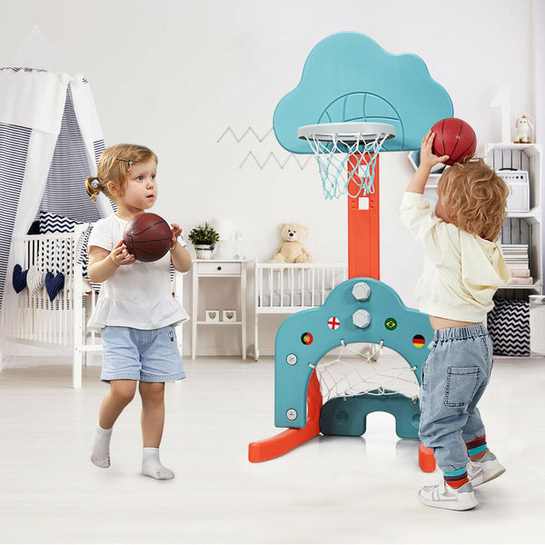 3-in-1 Kids Basketball Hoop Set with Balls - Adjustable Height