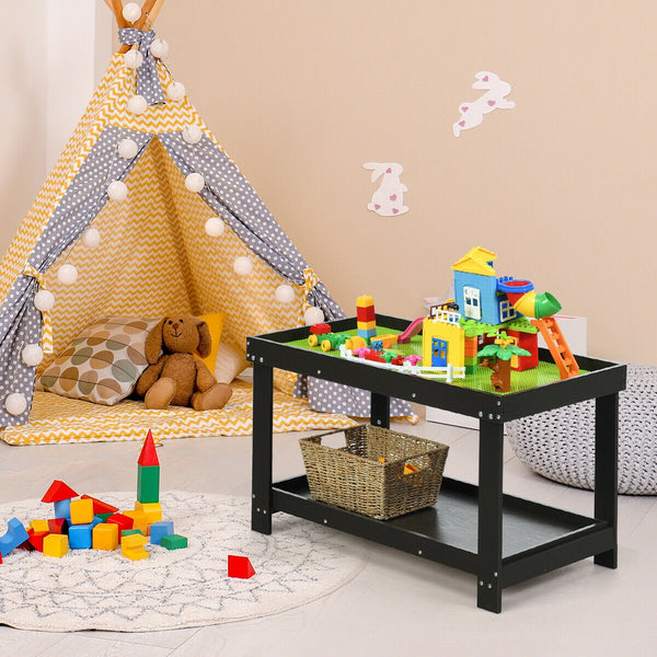 Solid multifunctional wood kids activity play table at angle 7, perfect for playtime and creative activities.