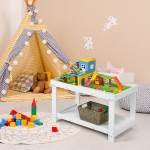 Solid multifunctional wood kids activity play table at angle 17, perfect for playtime and creative activities.