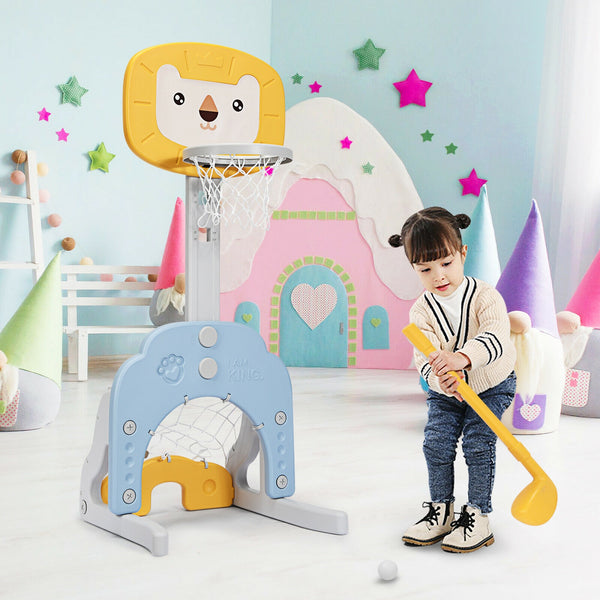 3-in-1 Adjustable Kids Basketball Hoop Sports Set - Adjustable Height