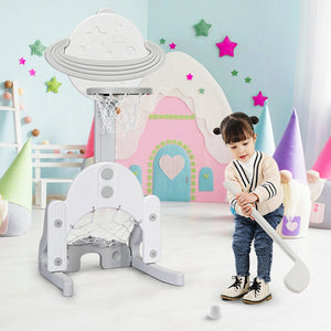3 in 1 Height Adjustable Kids Basketball Hoop Set with Balls