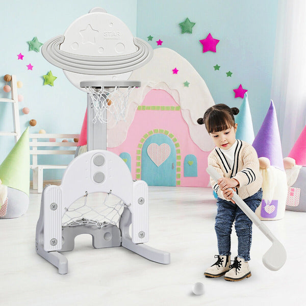 3 in 1 Height Adjustable Kids Basketball Hoop Set with Balls