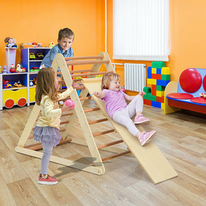 Foldable Wooden Climbing Triangle Indoor Home Climber Ladder for Toddlers & Kids