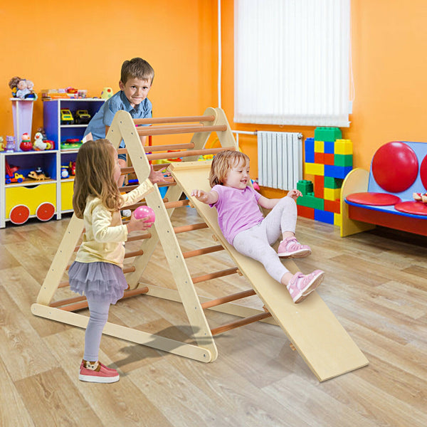 Foldable Wooden Climbing Triangle Indoor Home Climber Ladder for Toddlers & Kids