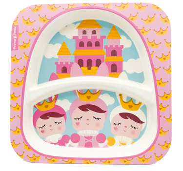 Primo Passi - Bamboo Fiber Kids, Divided Square Plate, Metoo