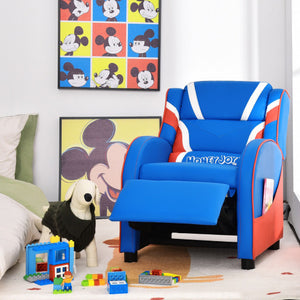 Kids Leather Recliner Chair with Side Pockets - Easy-Clean