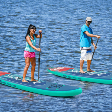 10 Feet Inflatable Stand Up Paddle Board with Backpack, Leash, and Aluminum Paddle for surfing adventures.