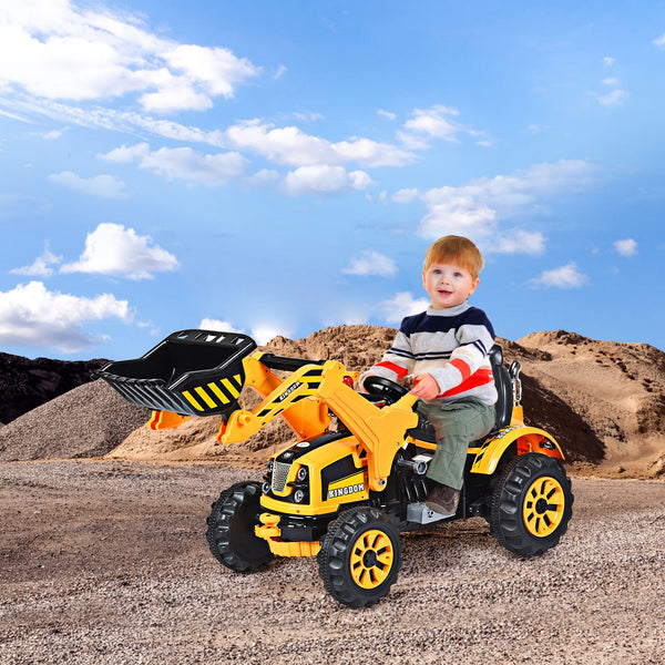 12V battery-powered kids ride-on dumper truck, perfect for outdoor play and imaginative adventures. Angle 7 view.