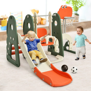 6 in 1 Toddler Slide and Swing Set with Ball Games - Indoor & Outdoor