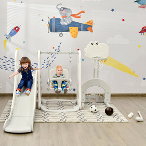6 in 1 Toddler Slide and Swing Set with Ball Games - Indoor & Outdoor