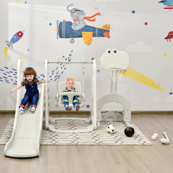 6 in 1 Toddler Slide and Swing Set with Ball Games - Indoor & Outdoor