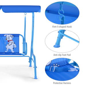 Outdoor Kids Patio Swing Bench with Canopy 2 Seats for Kids - Outdoor Play
