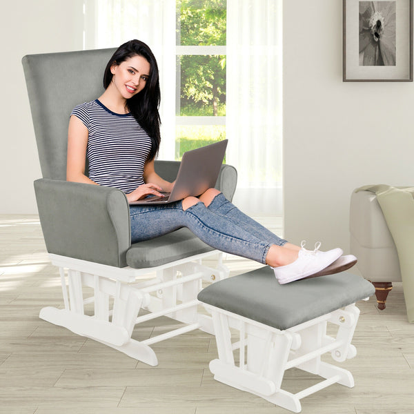 Baby Nursery Relax Rocker Rocking Chair Glider & Ottoman Set