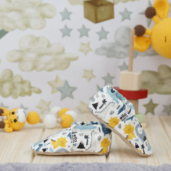 Ella Bonna Non-Slip Sole Dinosaur Patterned Baby Booties, Home Boot Slippers Nursery Shoes