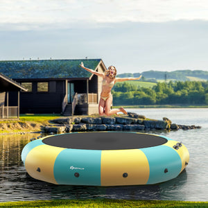15 Feet Inflatable Splash Padded Water Bouncer Trampoline for kids' outdoor fun and play.