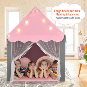 Kids Playhouse Tent with Colorful Star Lights and Mat