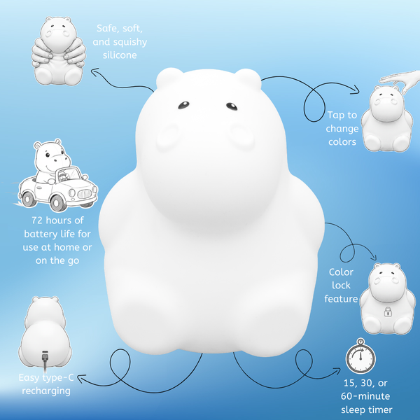 LumiPets® Honey the Hippo- Children's Touch Night Light