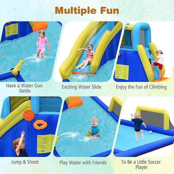 6-in-1 Inflatable Water Slides with Blower for Kids - Heavy