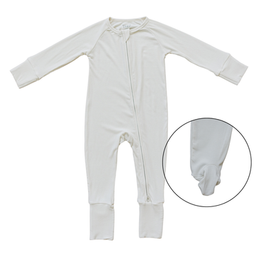 Cream Ribbed Bamboo Zipper - MOOGCO Baby