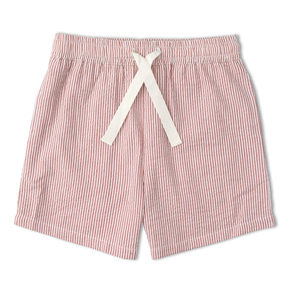 Organic Shirt & Shorts Set - Coral Stripes
